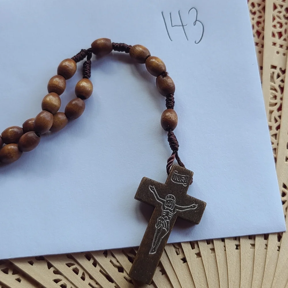 Catholic Rosary Necklace Wooden - Picture 12 of 12